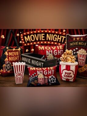 Movie Night Gift Basket Bundle – Blanket, Pillows & More-NEW